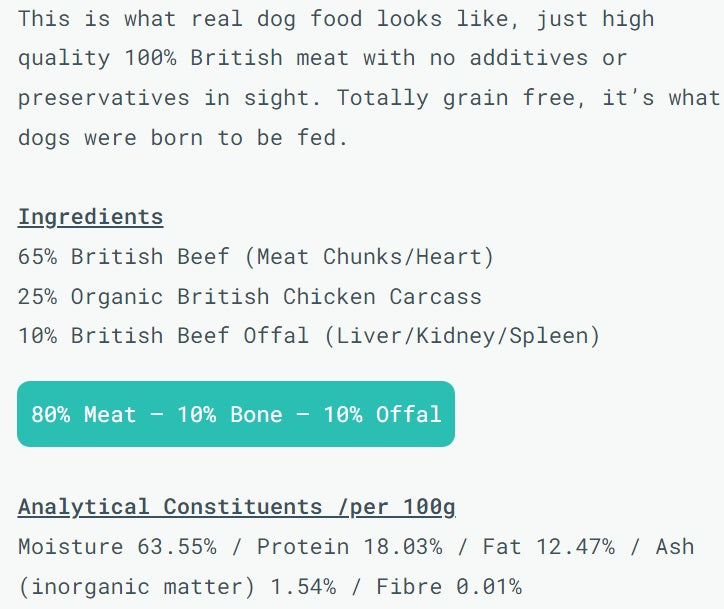 Naturaw Working Dog Beef & Organic Chicken 500gm