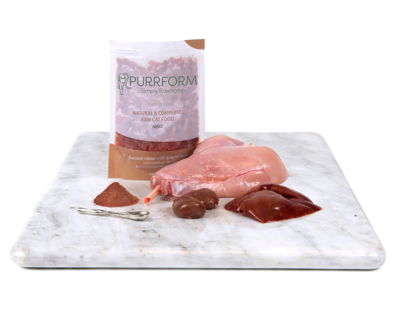 Purrform Farmed Rabbit & Ground Bone & Ox Heart 70g Pouch