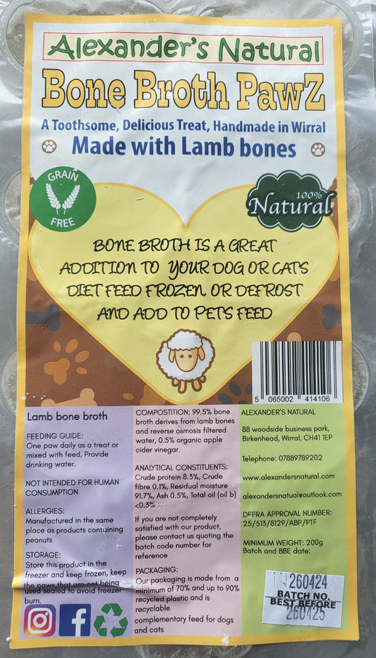 Alexander's Natural Bone Broth Paws Lamb - 7 Paws