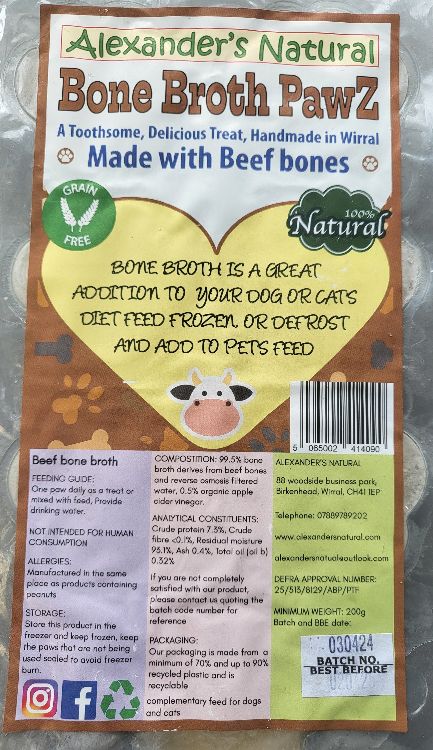 Alexander's Natural Bone Broth Paws Beef - 7 Paws