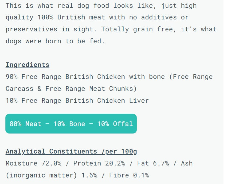 Naturaw Working Dog All Chicken 500gm
