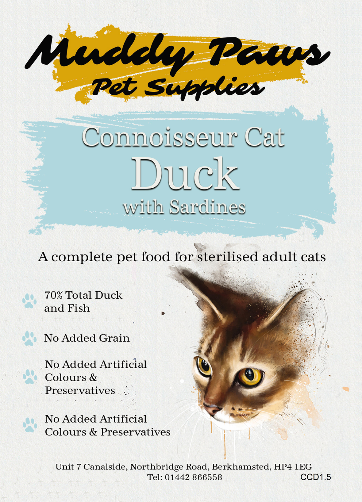 Muddy Paws Connoisseur Cat Duck & Sardines Sterilised 1.5kg