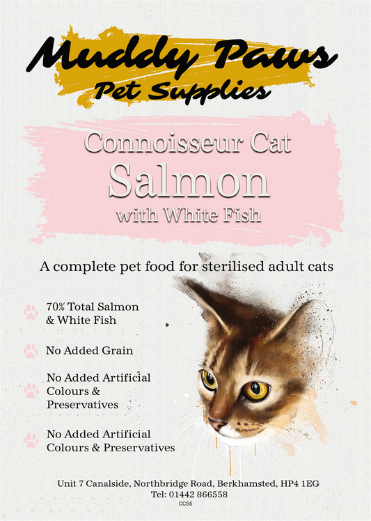 Muddy Paws Connoisseur Cat Sterilised Salmon with White Fish 1.5kg