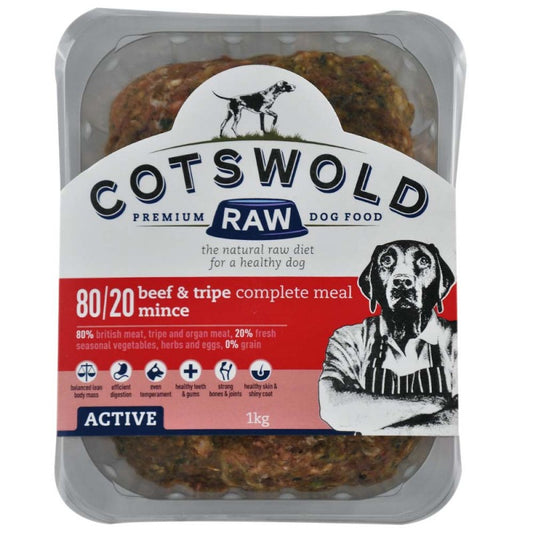 Cotswold Raw Adult Working Dog Beef and Tripe 1kg Mince