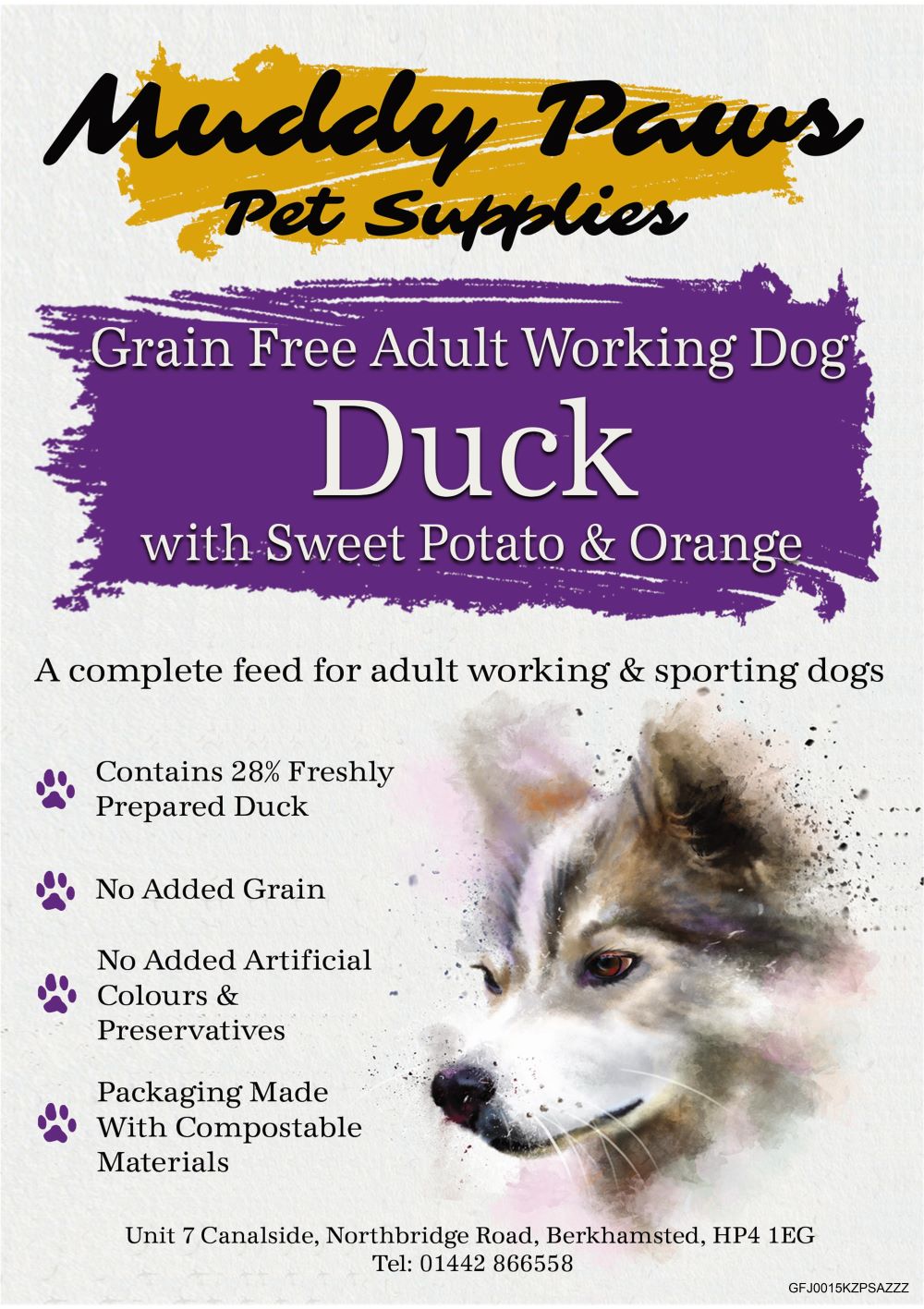 Muddy Paws Grain Free Adult Duck 15kg