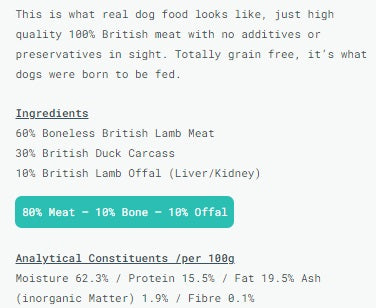 Naturaw Working Dog Lamb & Duck 500gm