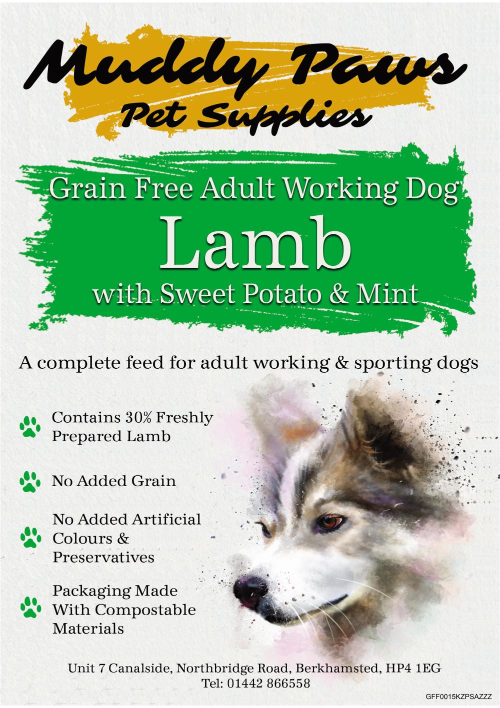 Muddy Paws Grain Free Adult Lamb 15kg