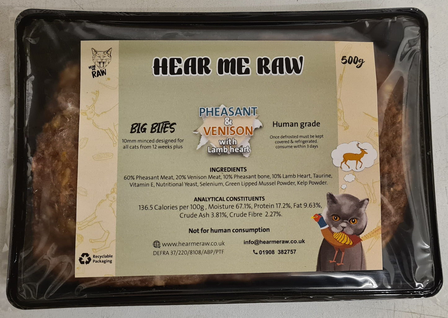 Hear me Raw! Cat Pheasant & Venison 500g