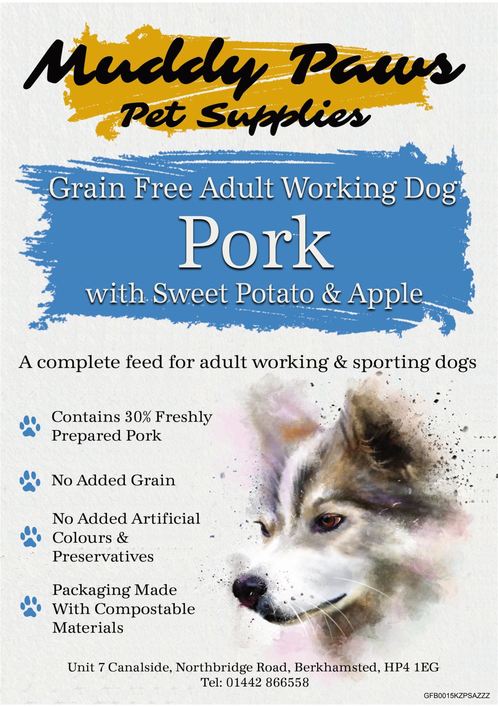 Muddy Paws Grain Free Adult Pork 15kg