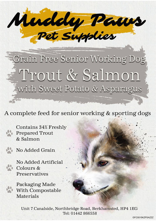 Muddy Paws Grain Free Trout & Salmon Senior 15kg