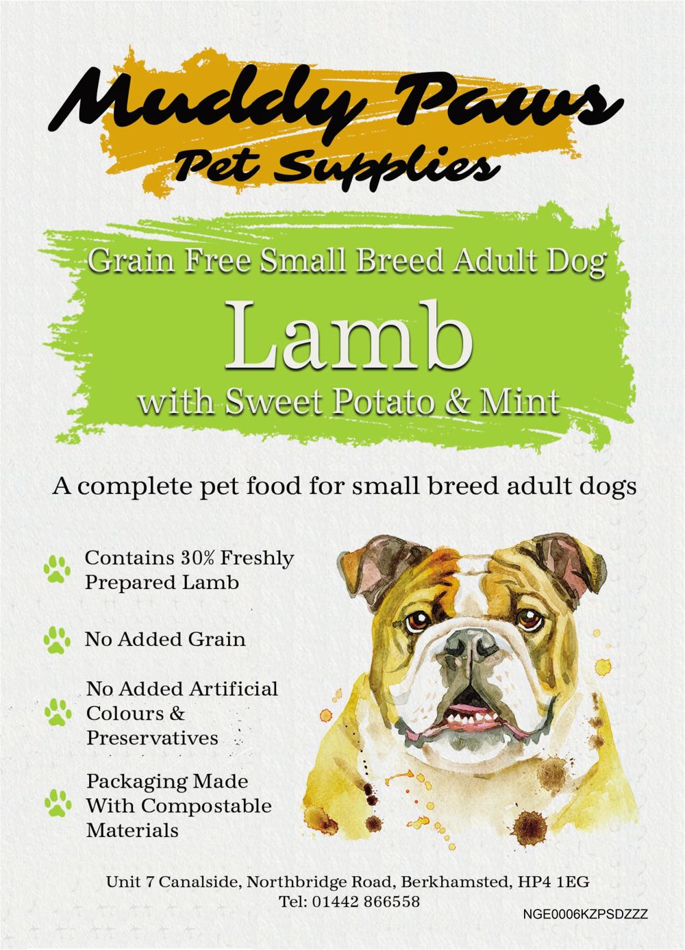 Muddy Paws Grain Free Adult Lamb 2kg Small Breed