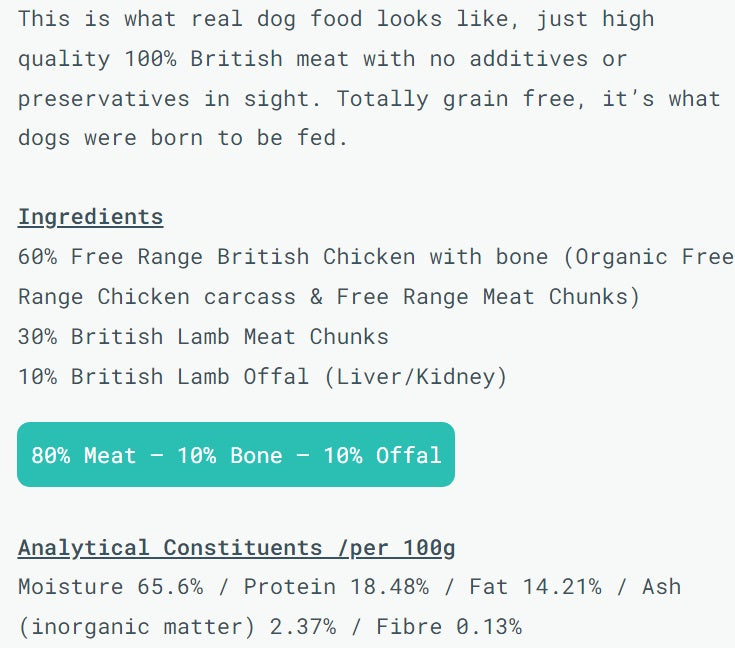 Naturaw Working Dog Chicken & Lamb 500gm