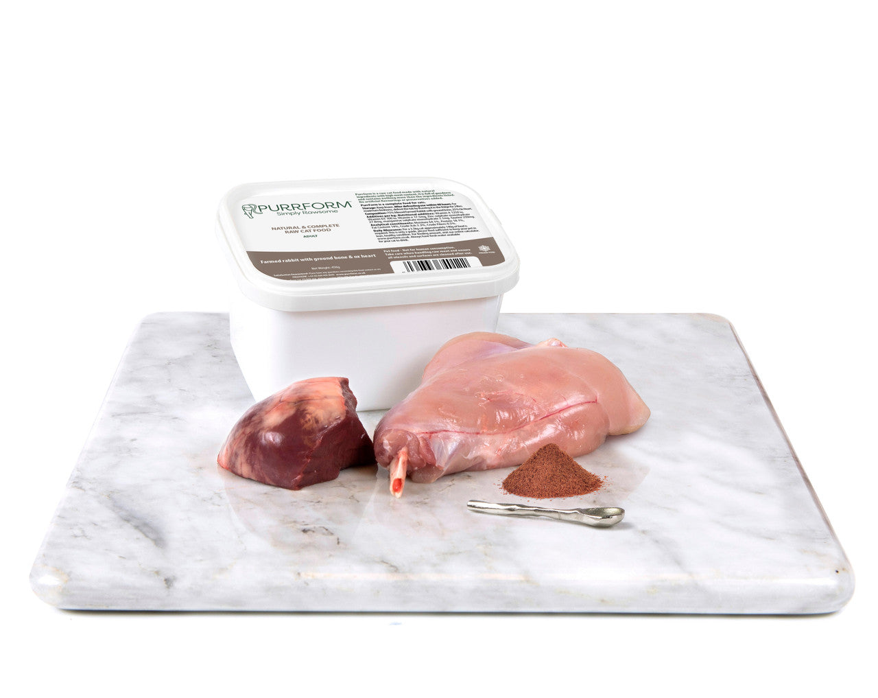 Purrform Adult Farmed Rabbit with Ground Bone & Ox Heart 450g Tub